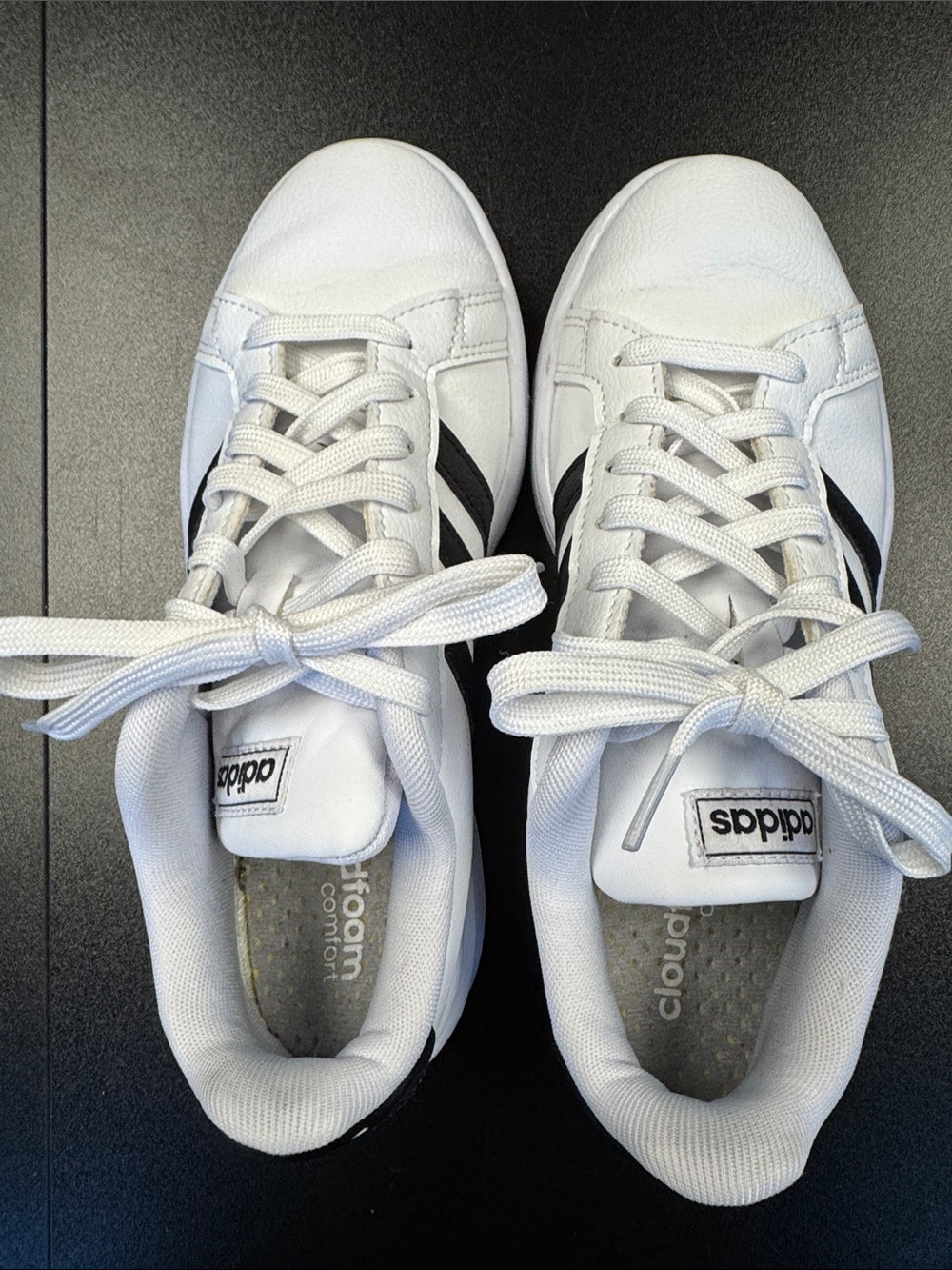 adidas White Low-Top Sneakers with Black Three-Stripes - Picture 7 of 10